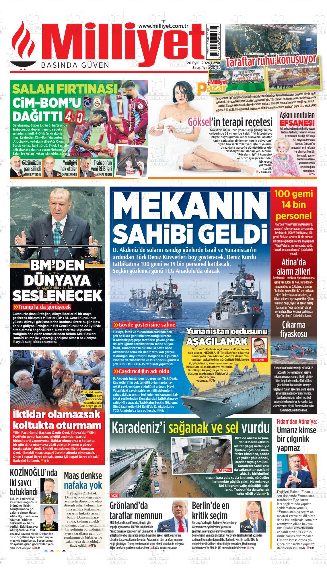Milliyet gazetesi ilk sayfası