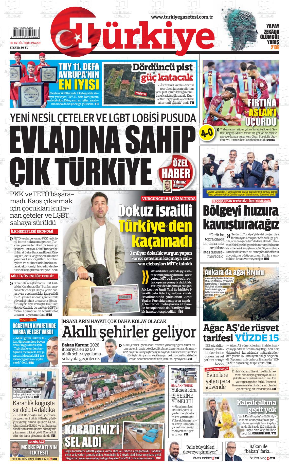 Türkiye gazetesi ilk sayfası