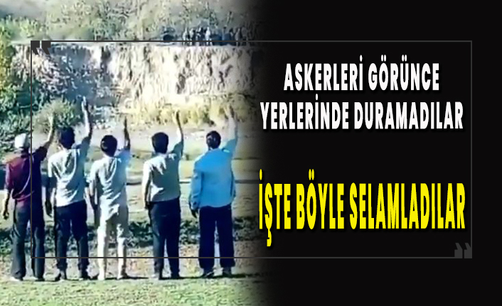 Güney Azerbaycanlı çocuklar askerleri görünce yerlerinde duramadı