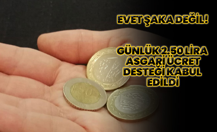 Günlük 2.50 lira asgari ücret desteği kabul edildi