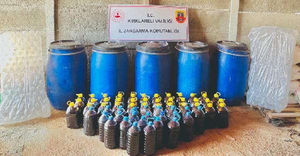 Kırklareli’de yılbaşı öncesi 1550 litre sahte içki ele geçirildi