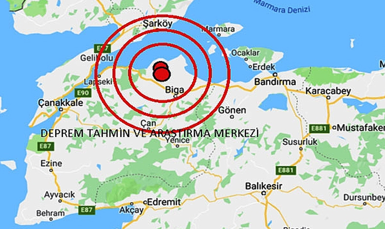 Çanakkale'de 5.0 büyüklüğünde deprem