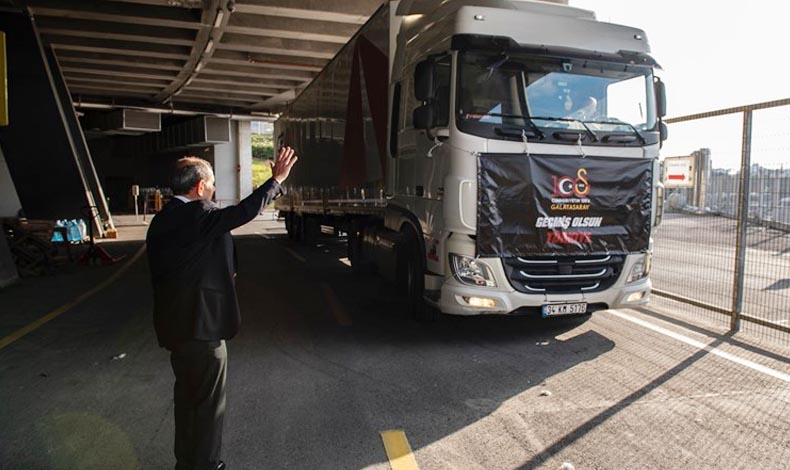 Galatasaray'da yardımlara devam: 100'üncü TIR yola çıktı