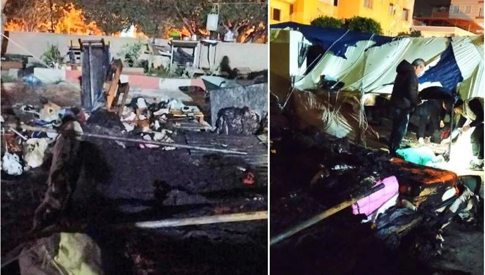 Depremzedelerin kaldığı çadırda yangın: 2'si ağır 3 yaralı