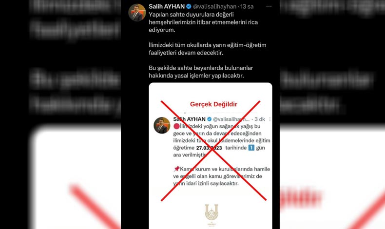Sahte vali hesabıyla 'okullar tatil' edildi