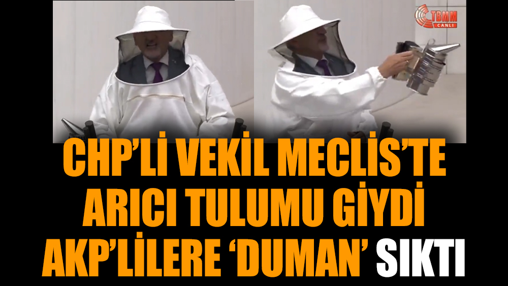 CHP’li vekil Meclis’te arıcı tulumu giydi AKP’lilere ‘duman’ sıktı