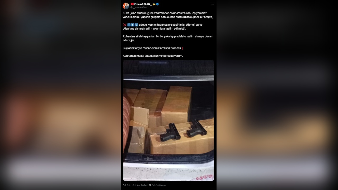 Otomobilde 150 Suikast Tabancası Bulundu, Bir Kişi Gözaltında