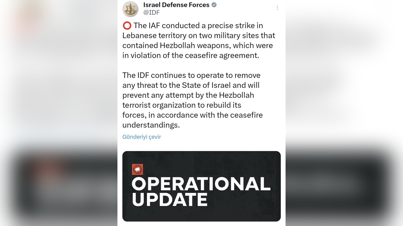 İsrail Ordusu, Lübnan'daki Hizbullah Hedeflerine Hava Saldırısı Gerçekleştirdi