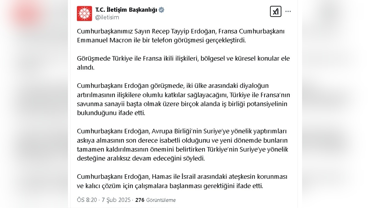 Erdoğan ve Macron'dan Önemli Görüşme