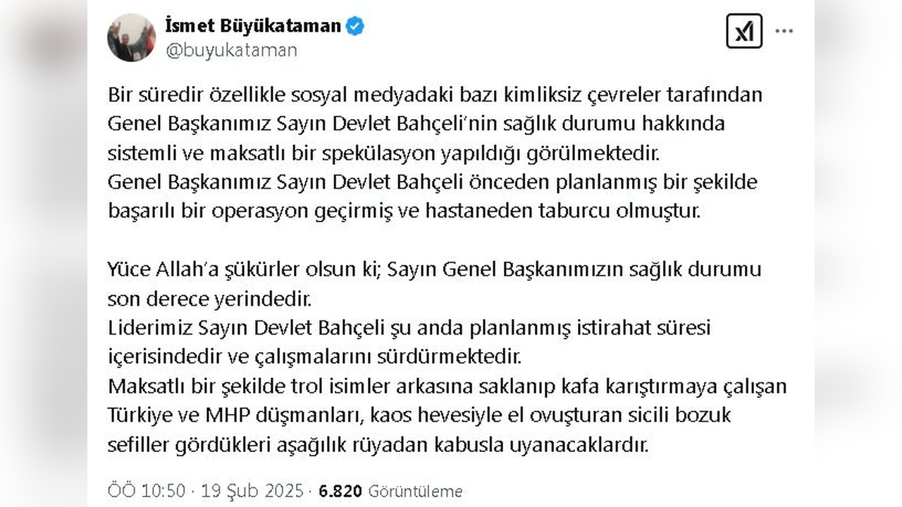 Büyükataman'dan Sağlık Durumu Açıklaması