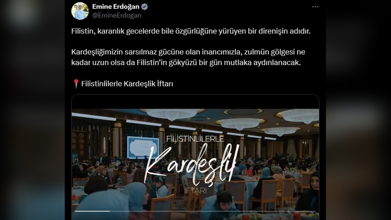 Emine Erdoğan'dan Filistinli kardeşlere destek videosu