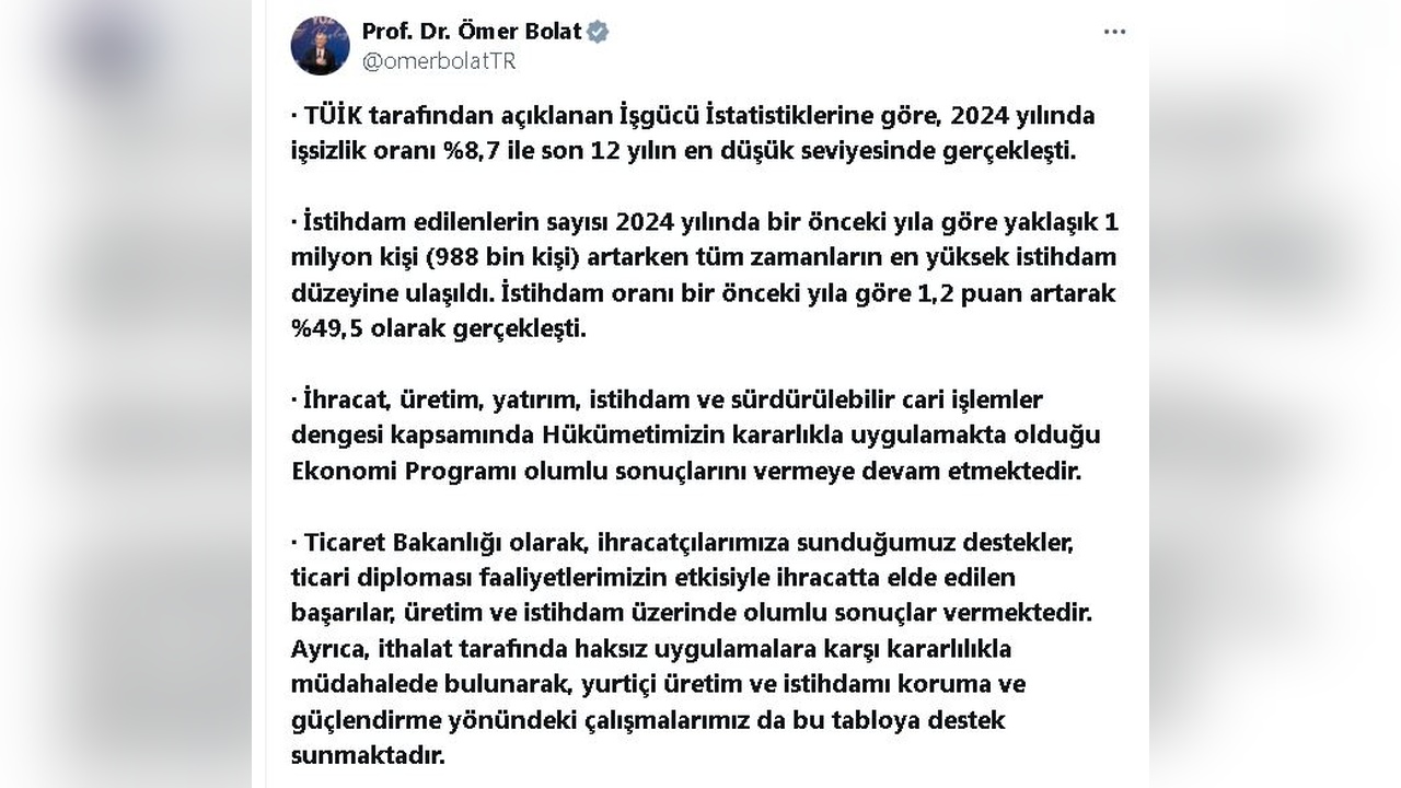 Bakan Bolat, Ekonomi Programının Başarılarını Vurguladı