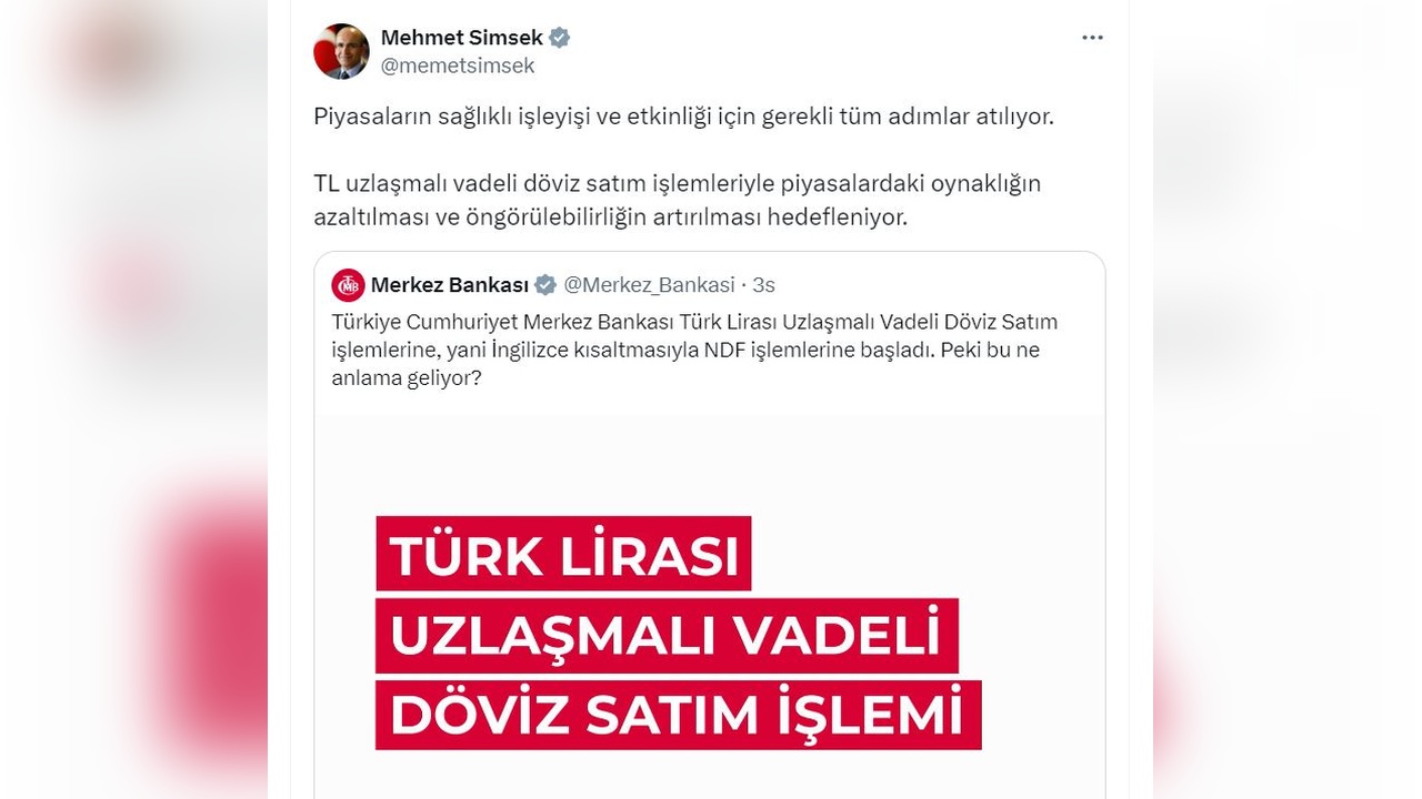 Bakan Şimşek'ten Piyasalara Yönelik Açıklama