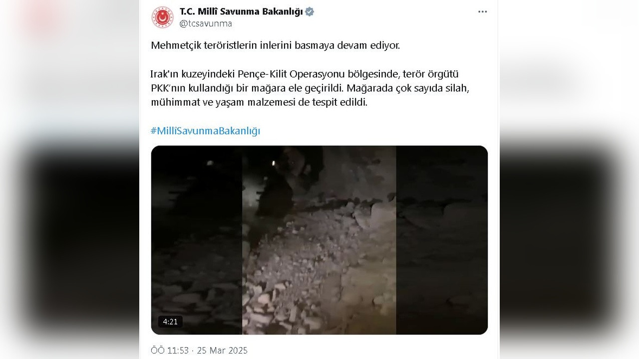 Irak'ın Kuzeyinde PKK'ya Ait Mağara Ele Geçirildi