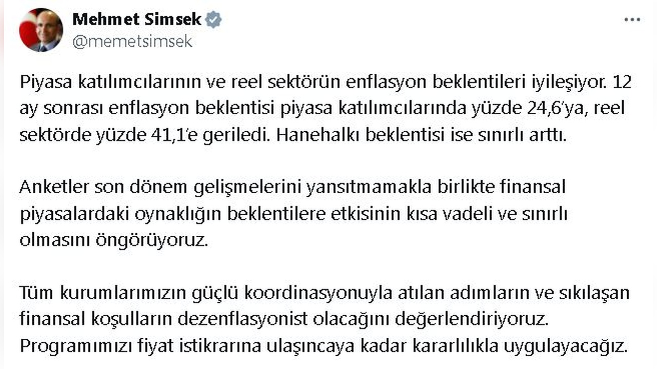 Bakan Şimşek'ten Piyasa Oynaklığı Açıklaması