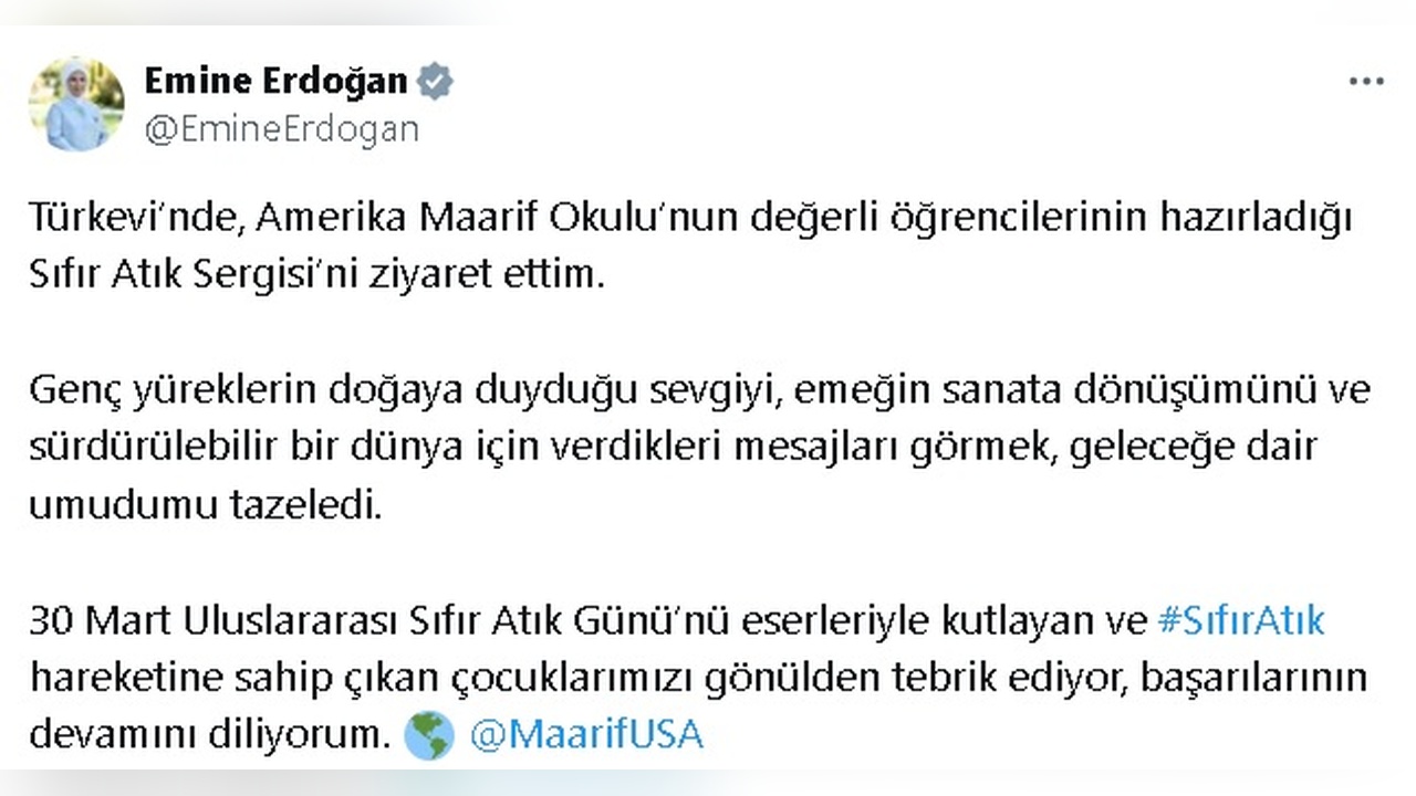 Emine Erdoğan, Sıfır Atık Sergisi'ni Ziyaret Eden Öğrencileri Destekledi