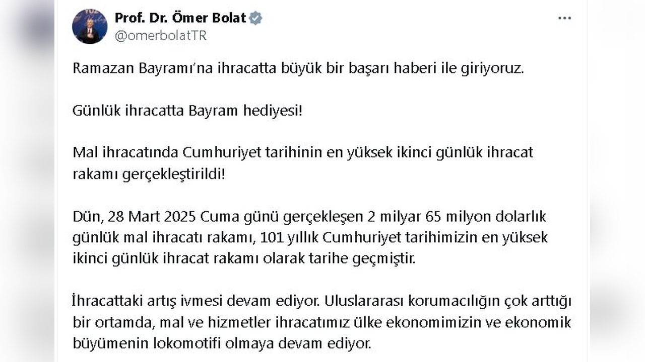 Cumhuriyet Tarihinde İkinci En Yüksek Günlük İhracat Rakamı Açıklandı