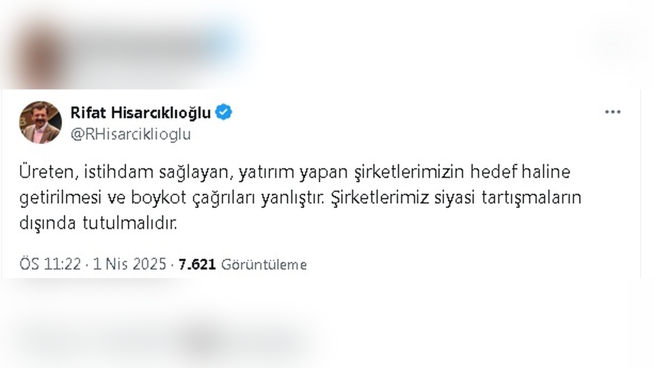 Hisarcıoğlu'ndan Boykot Üzerine Açıklama