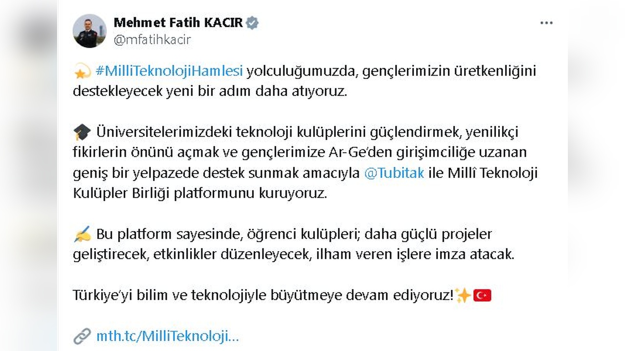 Yeni Milli Teknoloji Kulüpler Birliği Platformu Faaliyete Geçti
