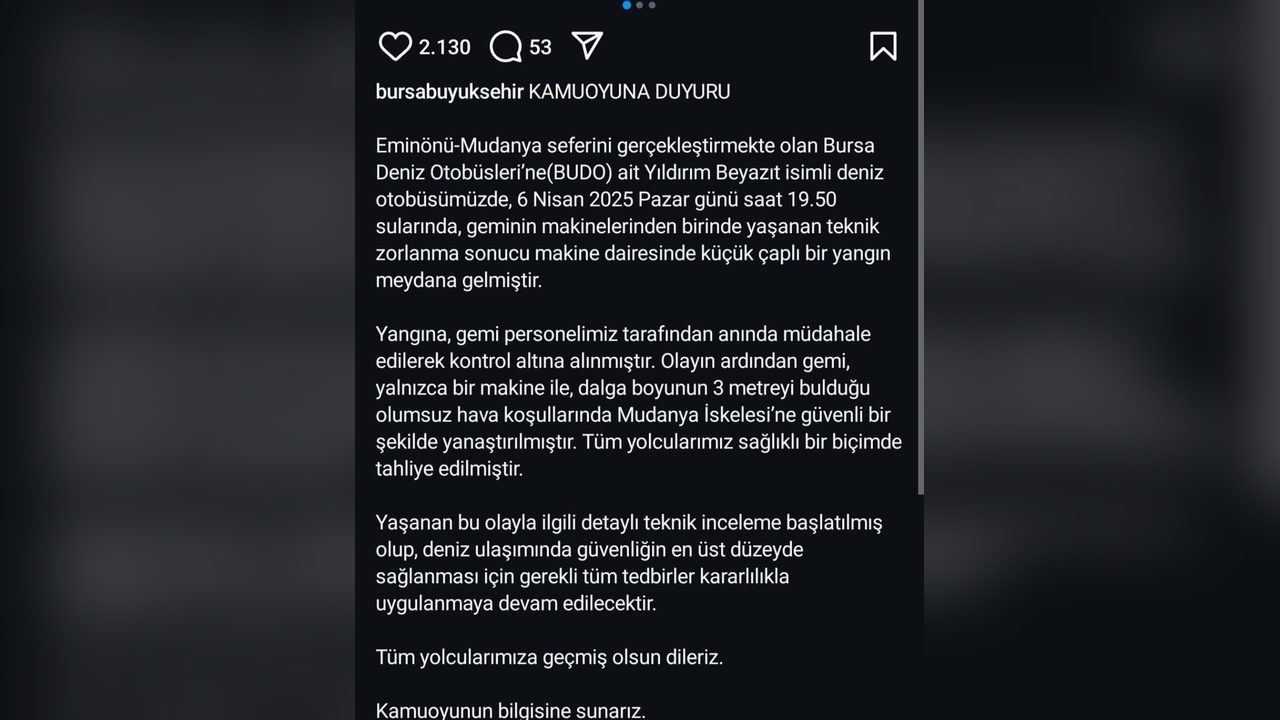 BUDO Deniz Otobüsünde Yangın: Dört Yolcu Dumandan Etkilendi