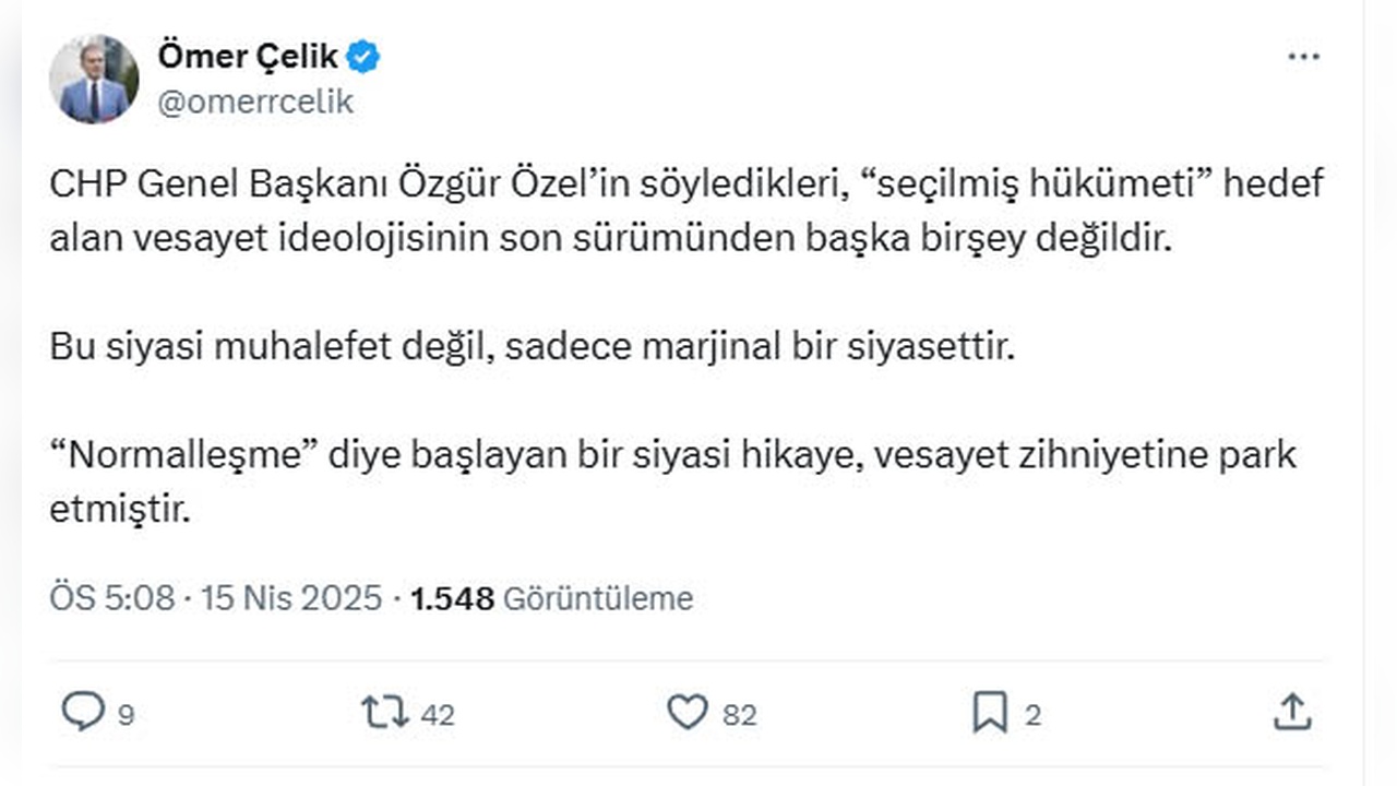 AK Parti'li Çelik'ten Normalleşme Sürecine Eleştiri