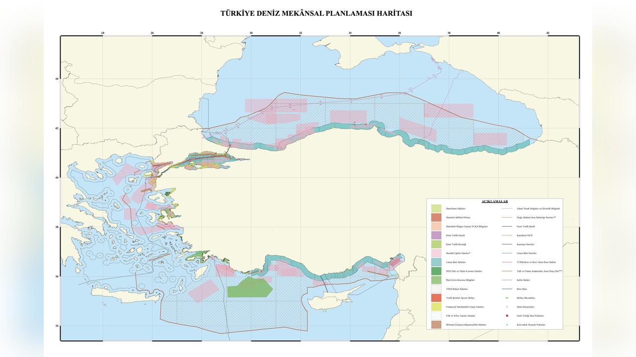 Türkiye Deniz Mekansal Planlaması Haritası Resmen Yayınlandı