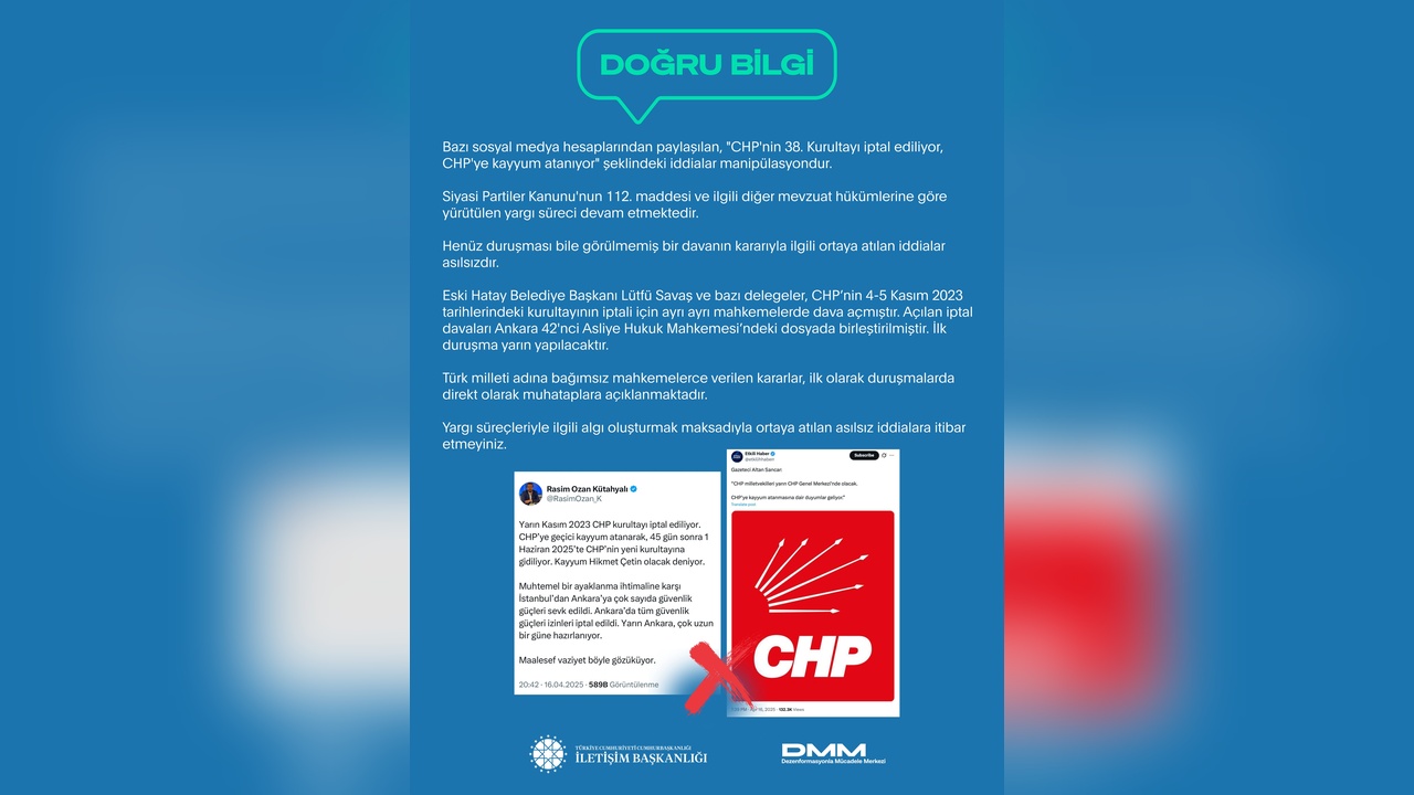 Bakan Tunç: CHP'ye Kayyum Atanacağı İddiaları Hakkında Soruşturma Başlatıldı