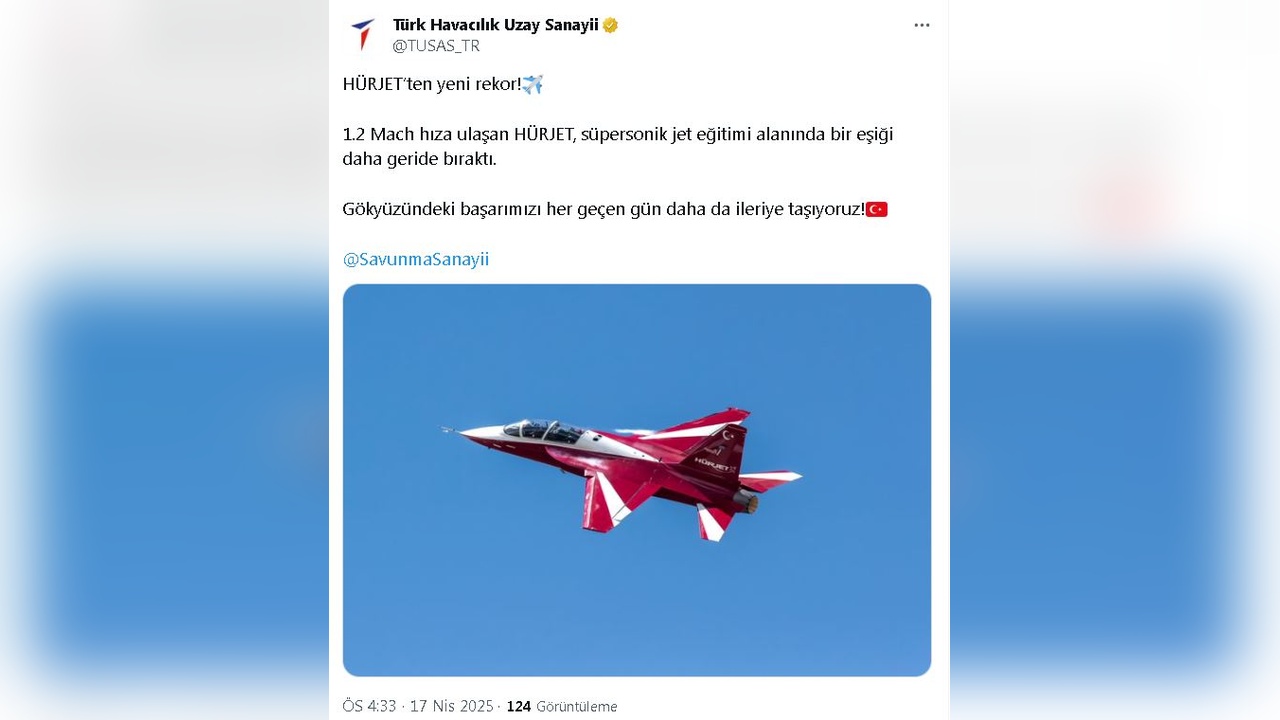 Milli Eğitim Uçağı HÜRJET İlk Kez Süpersonik Hıza Ulaştı