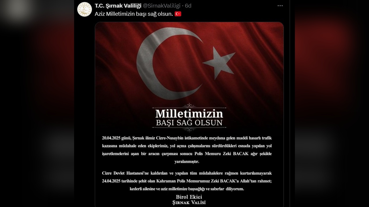 Trafik Kazasında TIR Çarpması Sonucu Polis Memuru Şehit Oldu