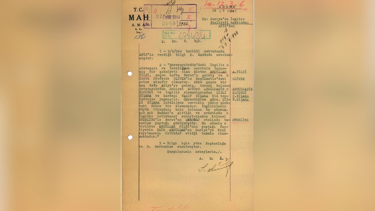 MİT'ten 1944 Yılından İngiltere'nin Orta Doğu Faaliyetlerine Dair Rapor Açıklaması