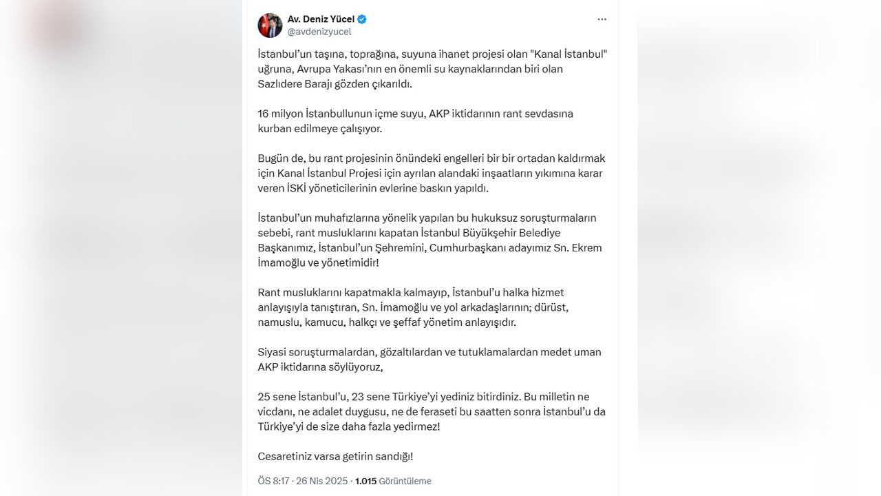 Kanal İstanbul Projesi İçin Sazlıdere Barajı Gözden Düşürüldü