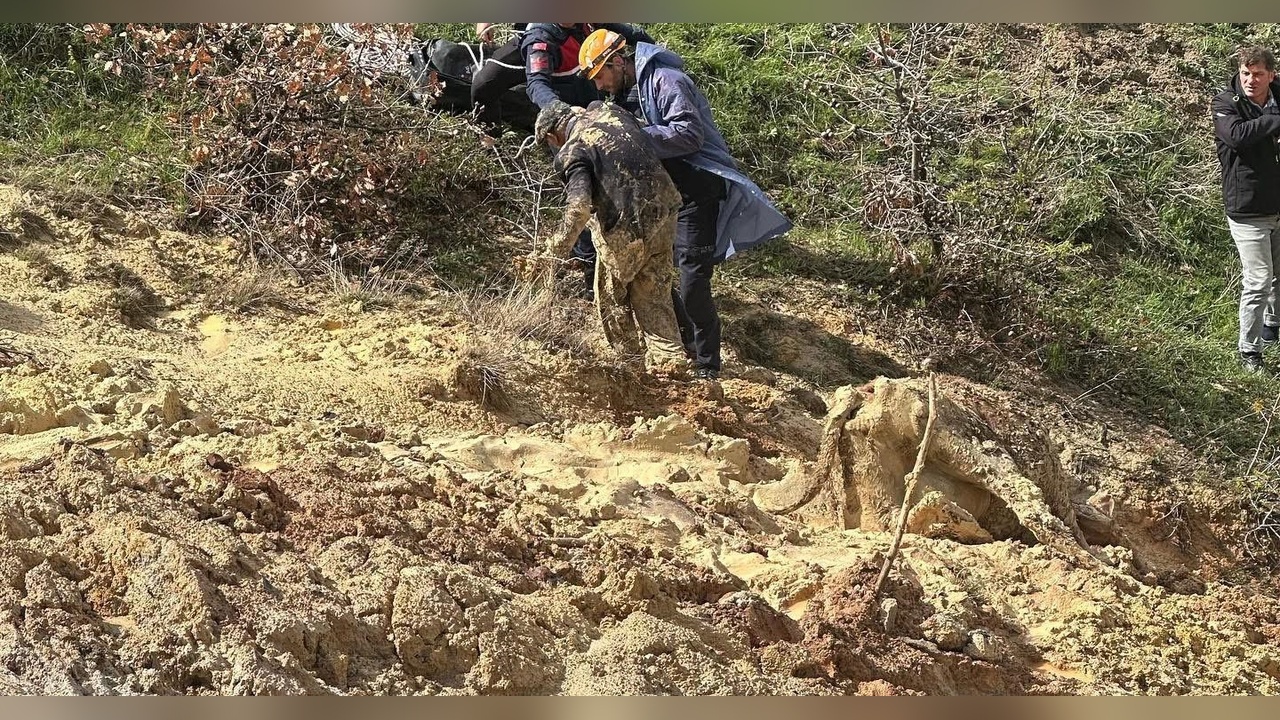 Çamura Saplanan Çiftçi ve İneği AFAD Ekipleri Tarafından Kurtarıldı