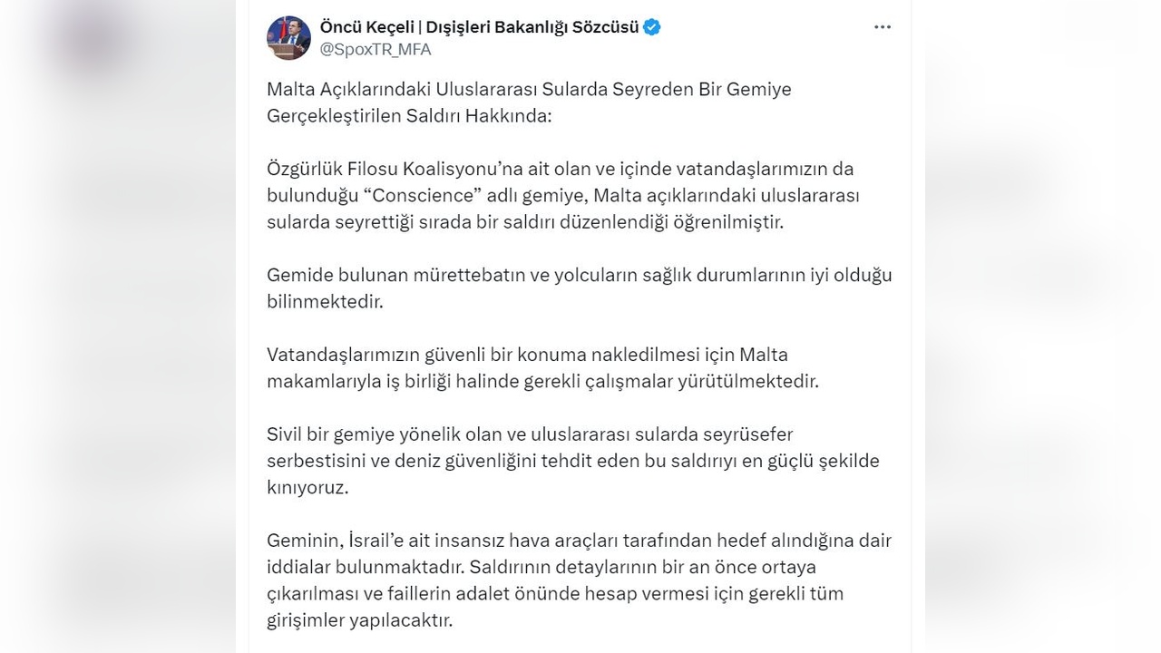 Malta'da Saldırıya Uğrayan Gemideki Vatandaşlarımızın Nakli İçin Yoğun Çalışmalar Sürüyor