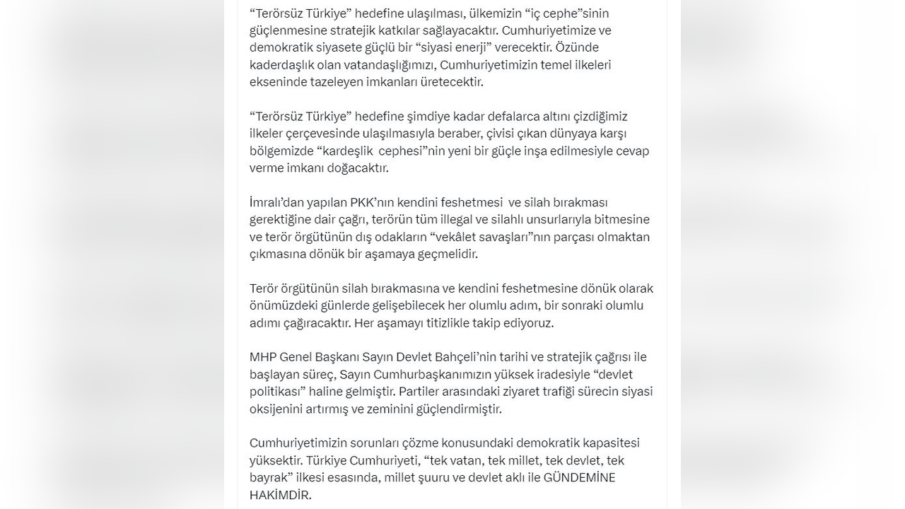 AK Partili Çelik: Terörsüz Türkiye İç Cepheyi Güçlendirecek