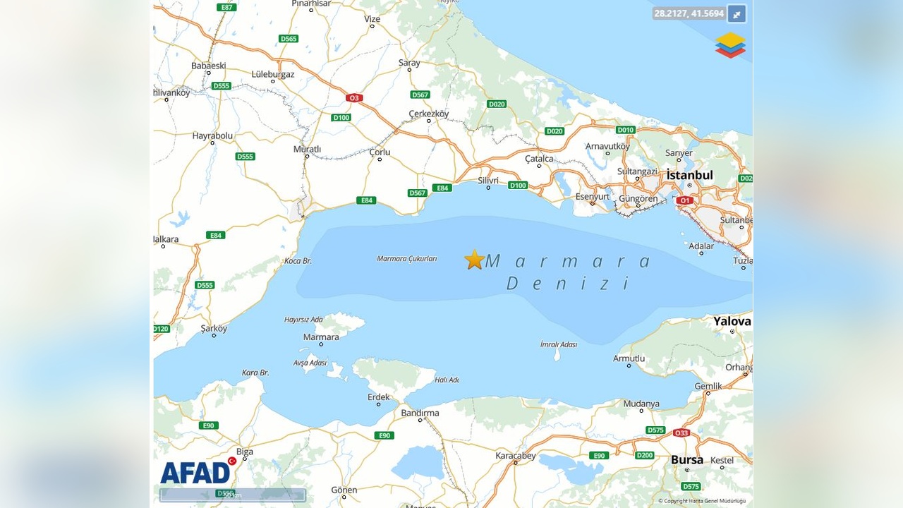 Marmara Denizi'nde 3.7 Büyüklüğünde Deprem Korkuttu