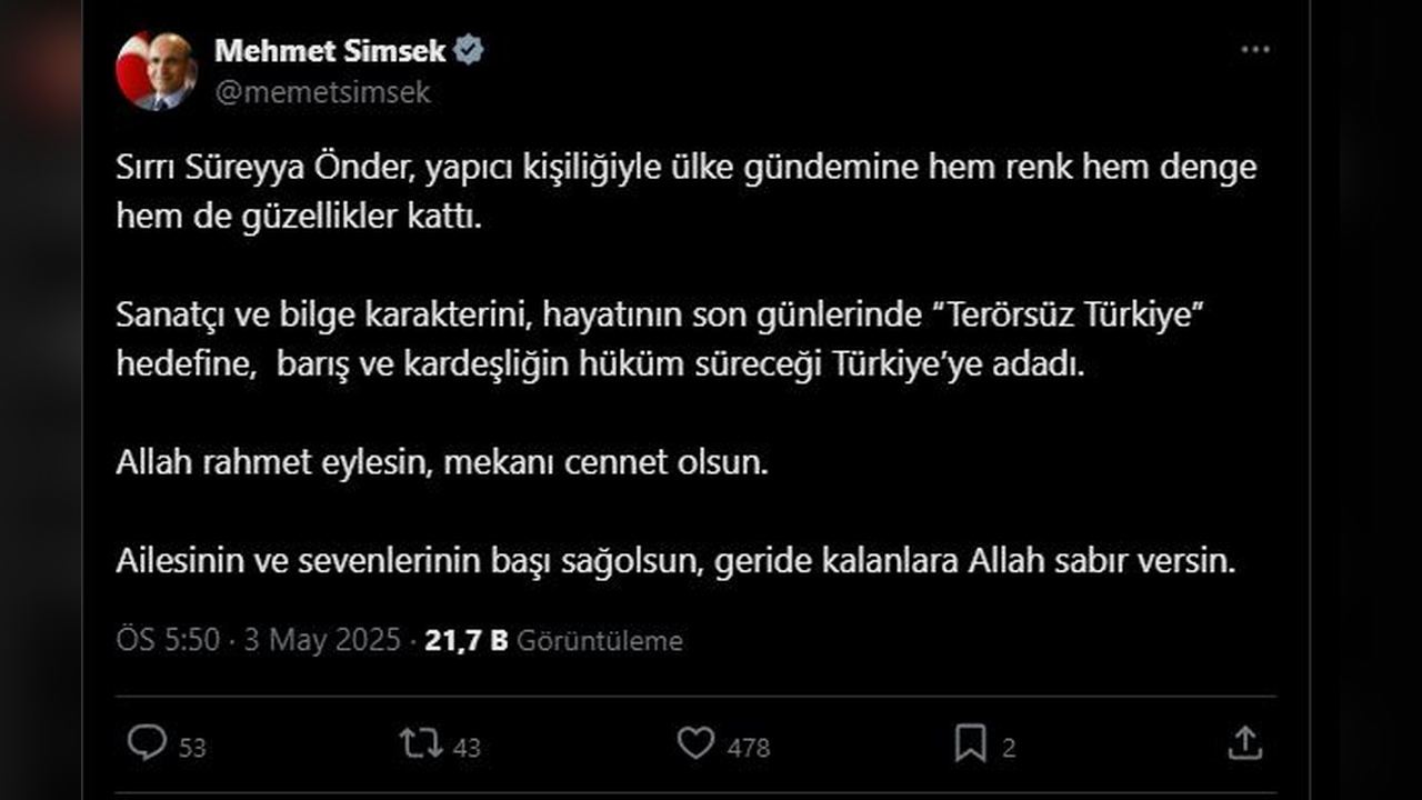 Sırrı Süreyya Önder İçin Siyasilerden Başsağlığı Mesajları Yağdı