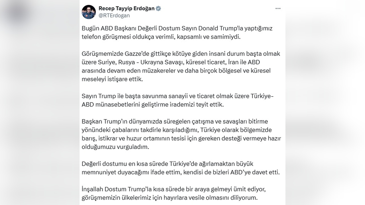 Cumhurbaşkanı Erdoğan ve ABD Başkanı Trump Kritik Telefon Görüşmesi Yaptı