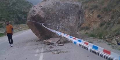 Ardahan-Ardanuç-Artvin karayolunda büyük kaya düşmesi: Facia ucuz atlatıldı