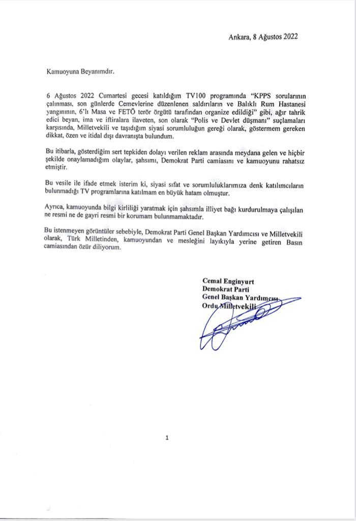 cemal enginyurtun açıklamaları