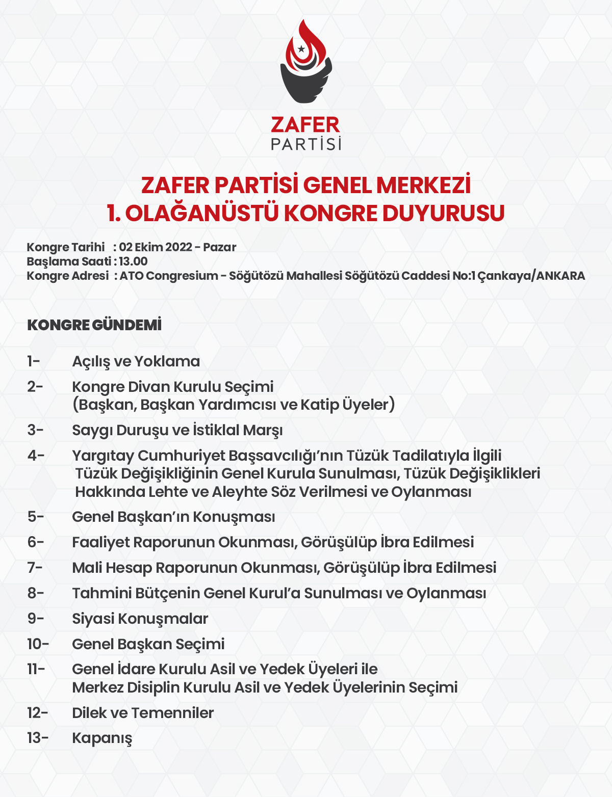 zafer partisi kongre afişi