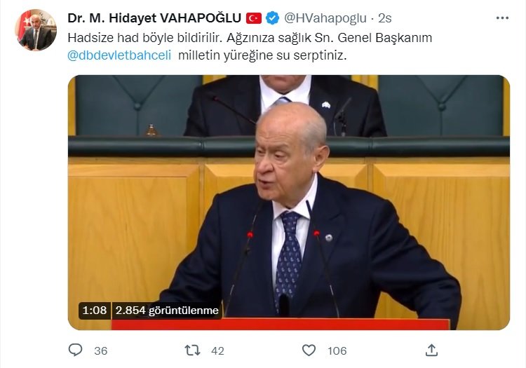 VAHAPOĞLU TWEET