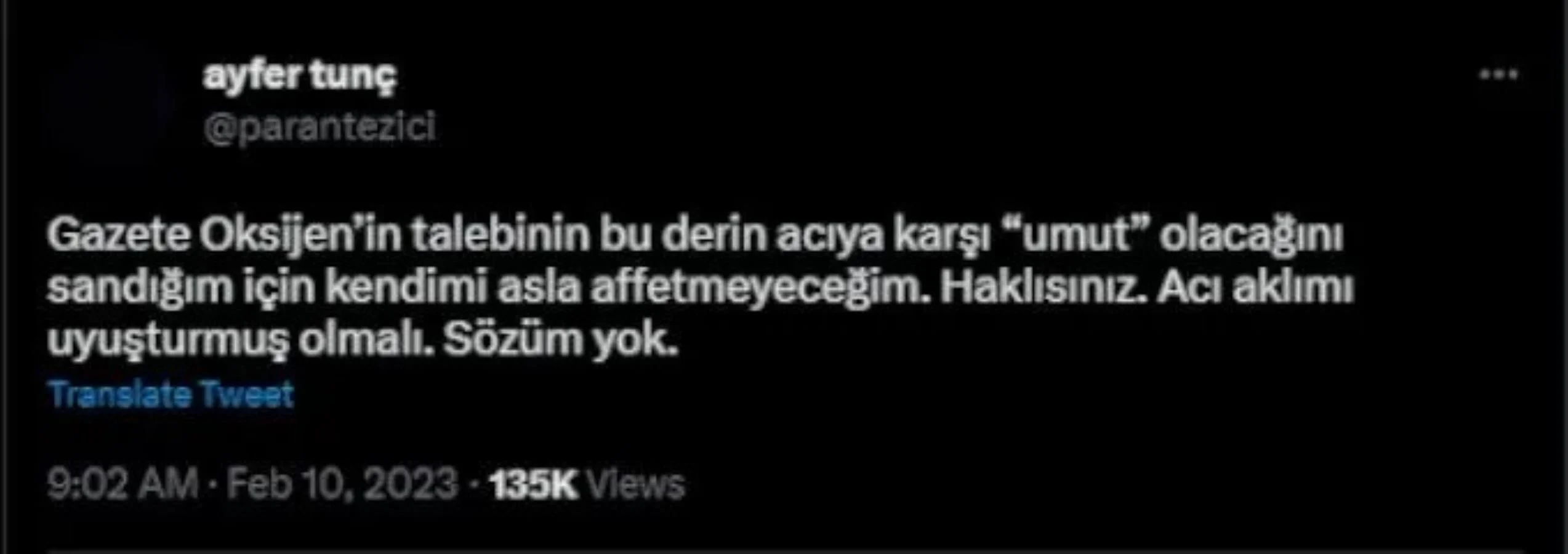 ayfer tunç tweet