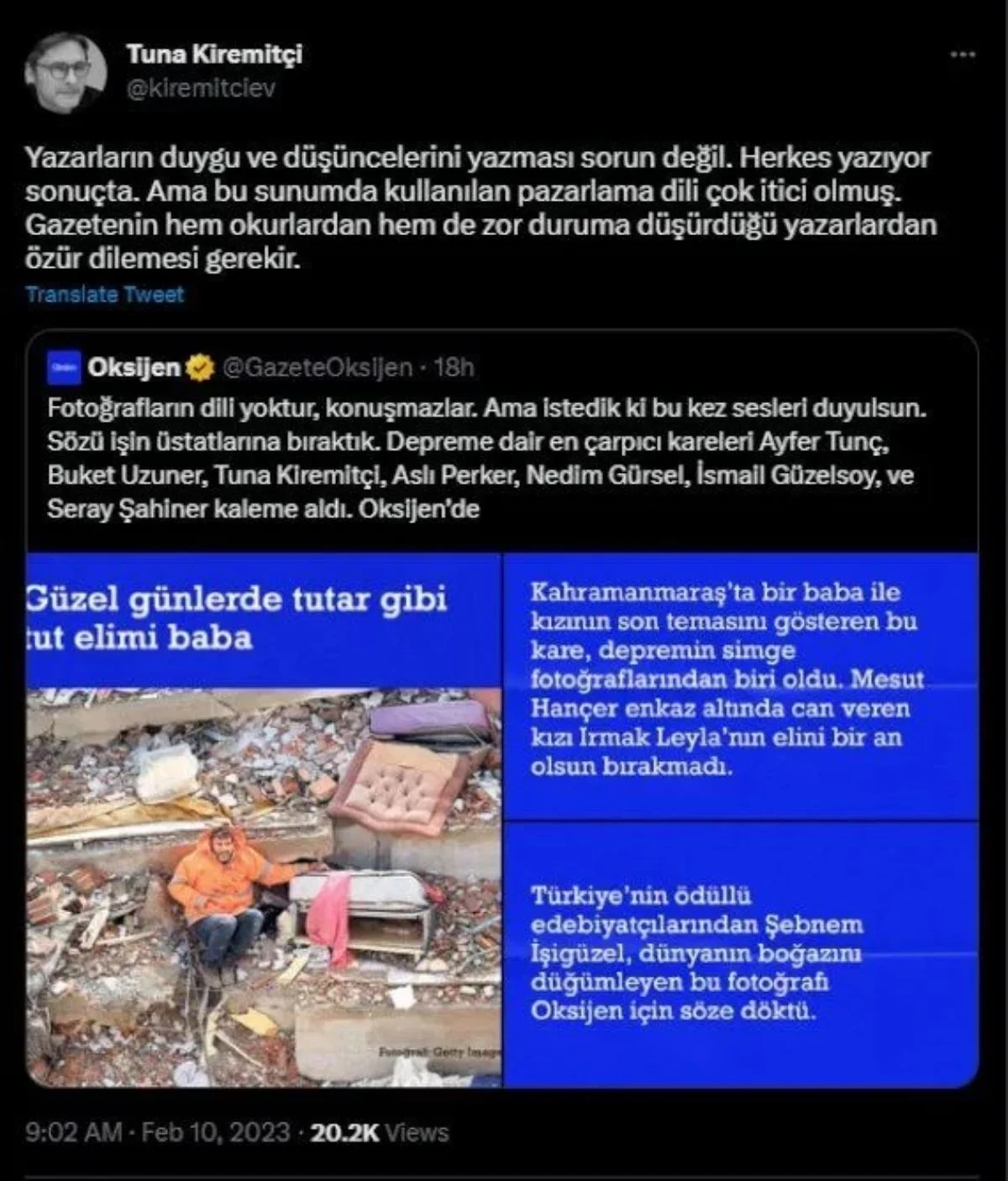 tuna kiremitçi tweet