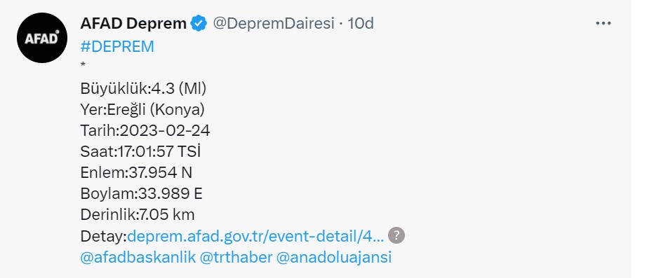 afad deprem 