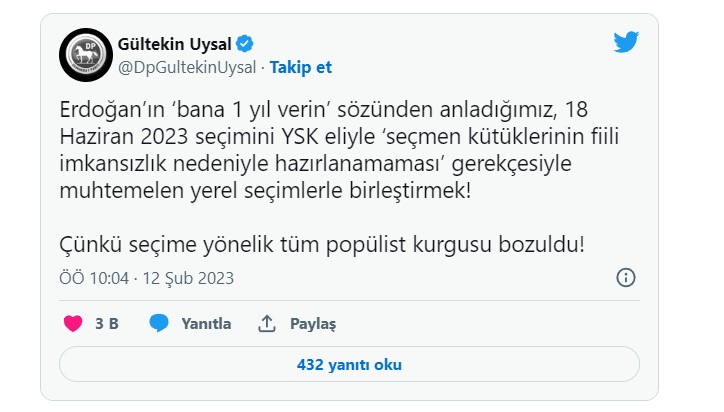 gültekin uysal tweet 