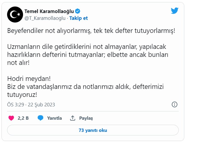 karamollaoğllu tweet 