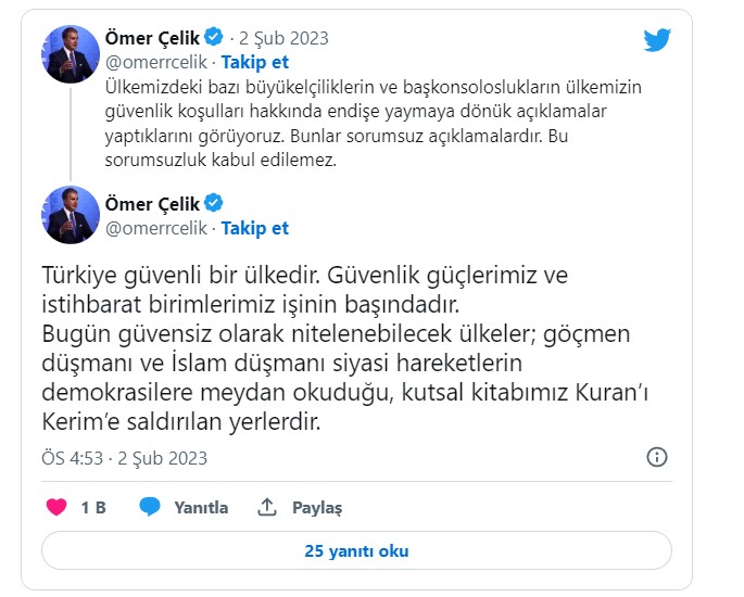 ömer çelik tweet 