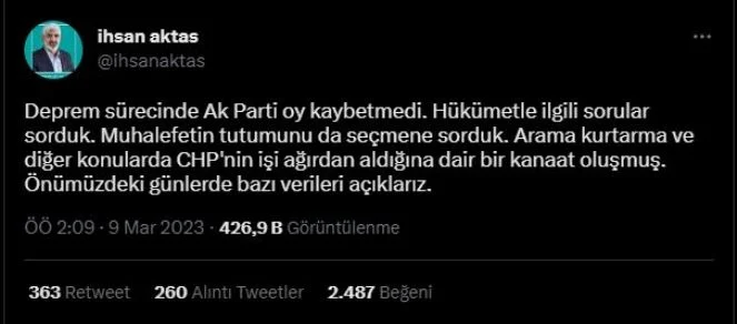 ihsan aktaş tweet