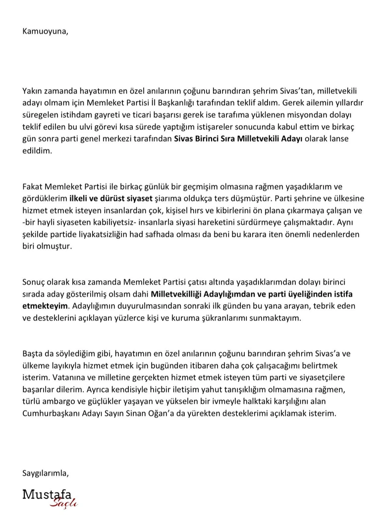 mustafa saçlı açıklama habererk