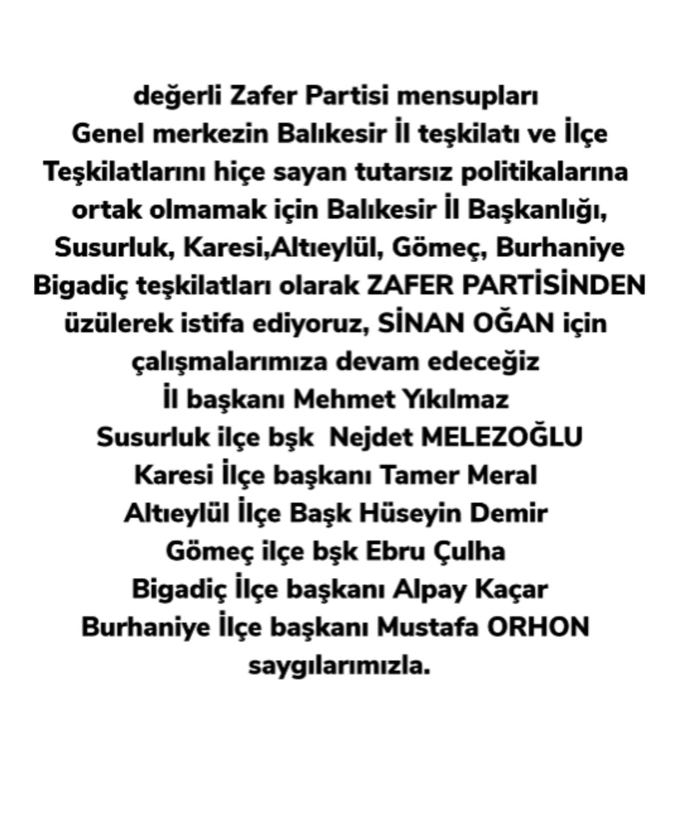 Balıkesir il teşkilatından yapılan açıklama habererk